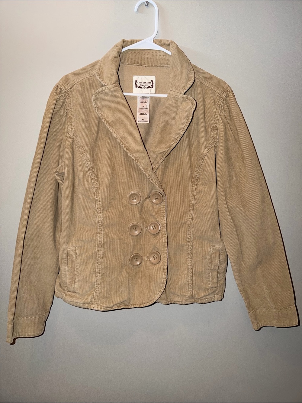 Levi Strauss Signature 100% cotton Corduroy Double-Breasted Blazer Jacket - Tan